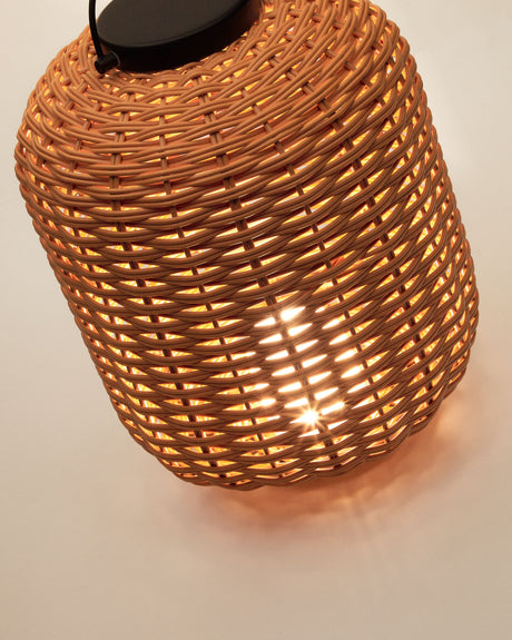 Saranella kleine tragbare Tischlampe aus Kunstrattan in Braun - ZEN ZONE Furniture