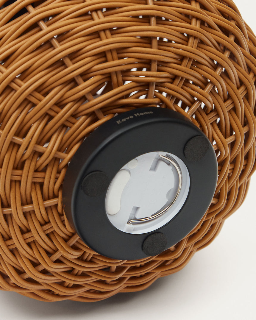 Saranella kleine tragbare Tischlampe aus Kunstrattan in Braun - ZEN ZONE Furniture