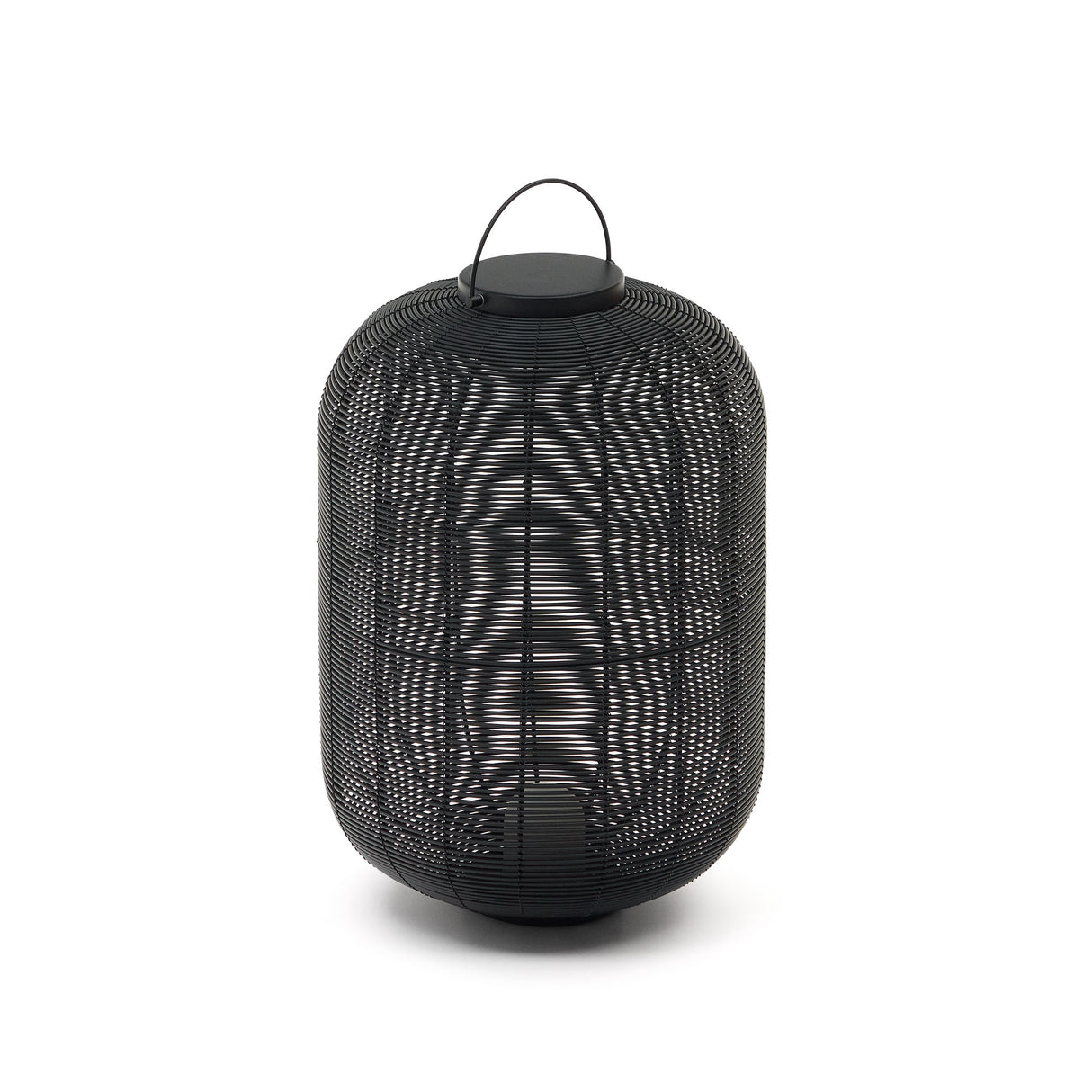 Saranella große tragbare Tischlampe aus Kunstrattan in Schwarz - ZEN ZONE Furniture