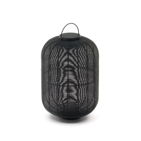 Saranella große tragbare Tischlampe aus Kunstrattan in Schwarz - ZEN ZONE Furniture