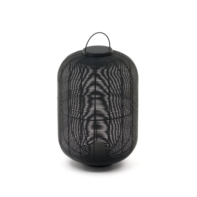 Saranella große tragbare Tischlampe aus Kunstrattan in Schwarz - ZEN ZONE Furniture
