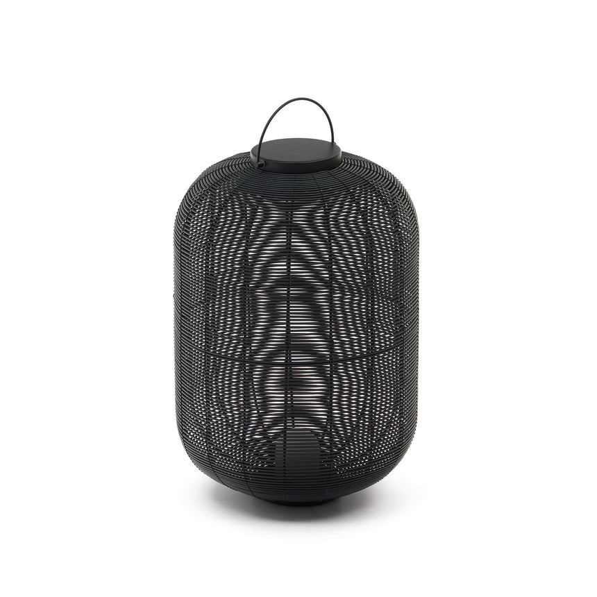 Saranella große tragbare Tischlampe aus Kunstrattan in Schwarz - ZEN ZONE Furniture