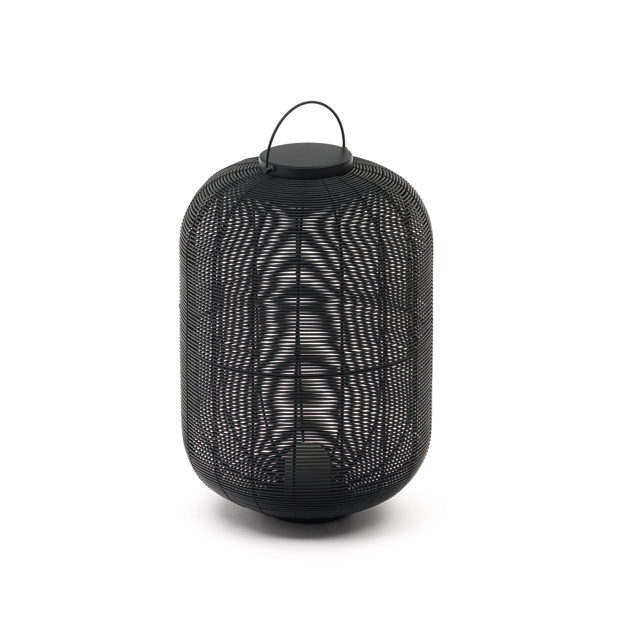 Saranella große tragbare Tischlampe aus Kunstrattan in Schwarz - ZEN ZONE Furniture