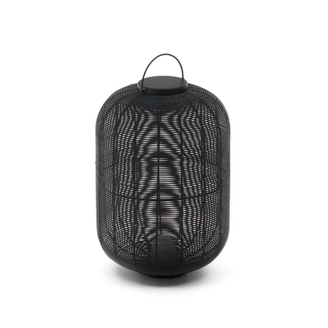 Saranella große tragbare Tischlampe aus Kunstrattan in Schwarz - ZEN ZONE Furniture