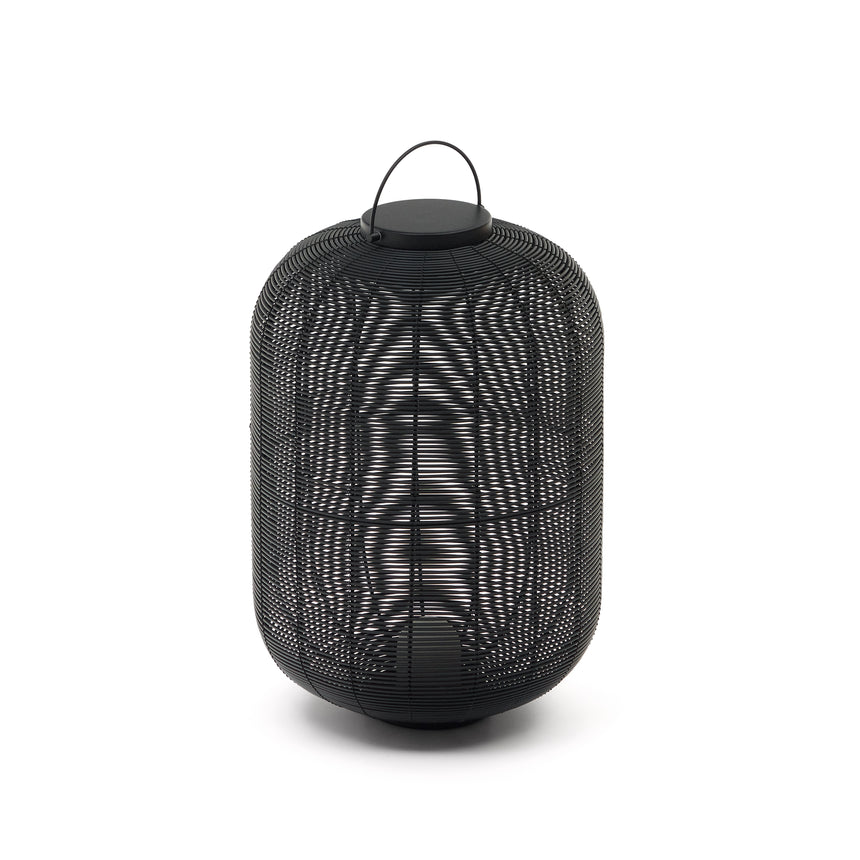 Saranella große tragbare Tischlampe aus Kunstrattan in Schwarz - ZEN ZONE Furniture