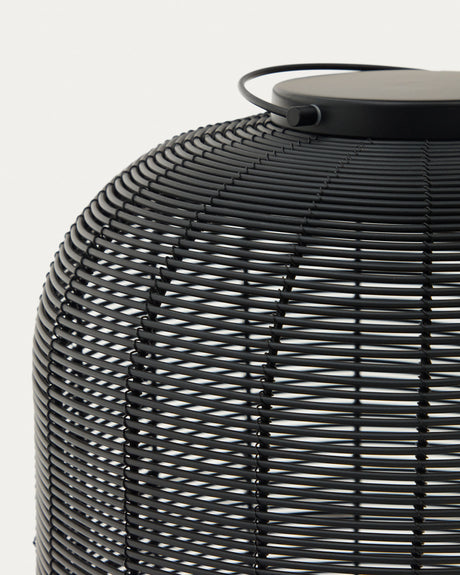 Saranella große tragbare Tischlampe aus Kunstrattan in Schwarz - ZEN ZONE Furniture