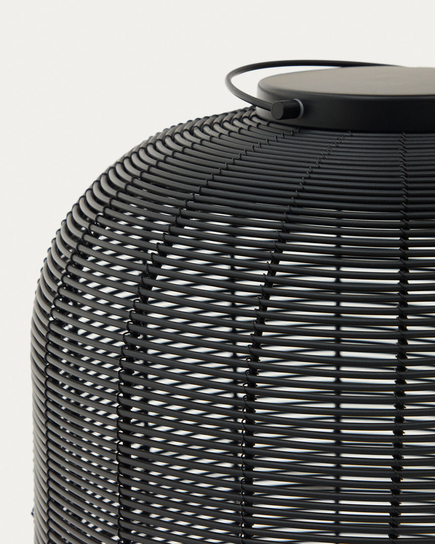 Saranella große tragbare Tischlampe aus Kunstrattan in Schwarz - ZEN ZONE Furniture