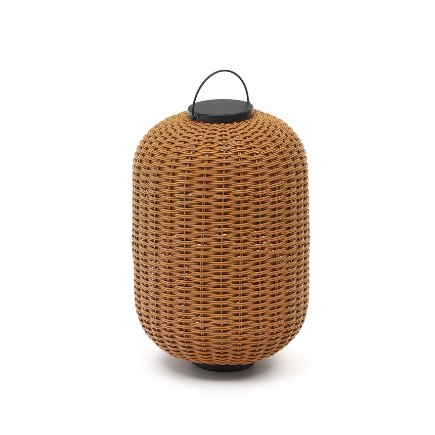 Saranella große tragbare Tischlampe aus Kunstrattan in Braun - ZEN ZONE Furniture