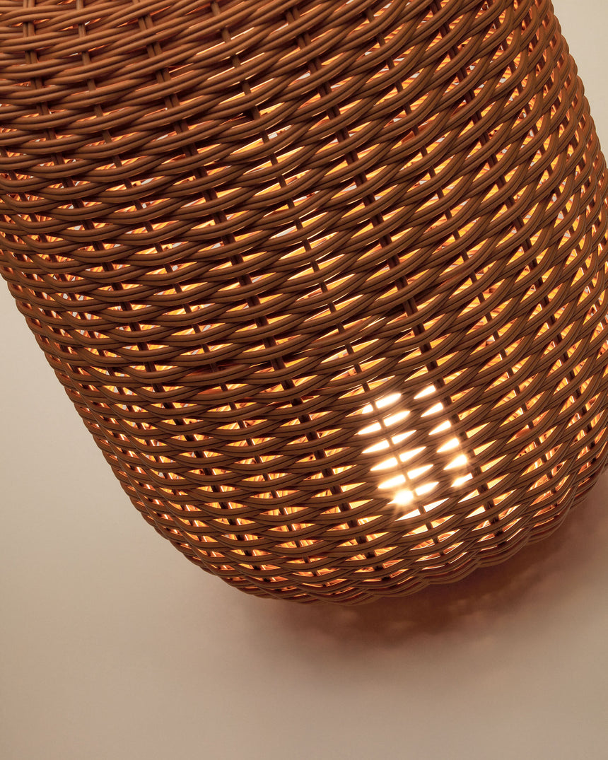 Saranella große tragbare Tischlampe aus Kunstrattan in Braun - ZEN ZONE Furniture