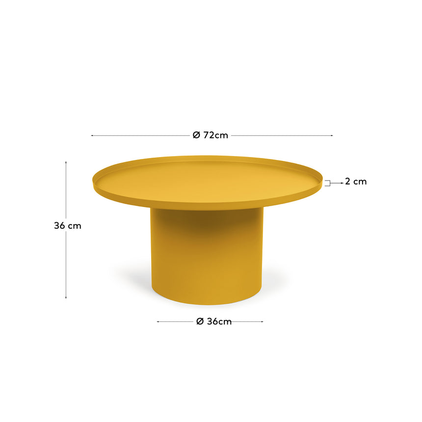 Fleksa runder Couchtisch aus Metall in Senfgelb Ø 72 cm - ZEN ZONE Furniture