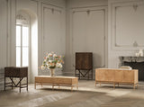 Luxe Hi-Fi Cabinet with Wooden Doors, Oiled Oak, 150x45 cm
