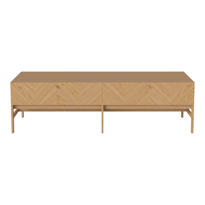 Luxe Hi-Fi Cabinet with Wooden Doors, Oiled Oak, 150x45 cm