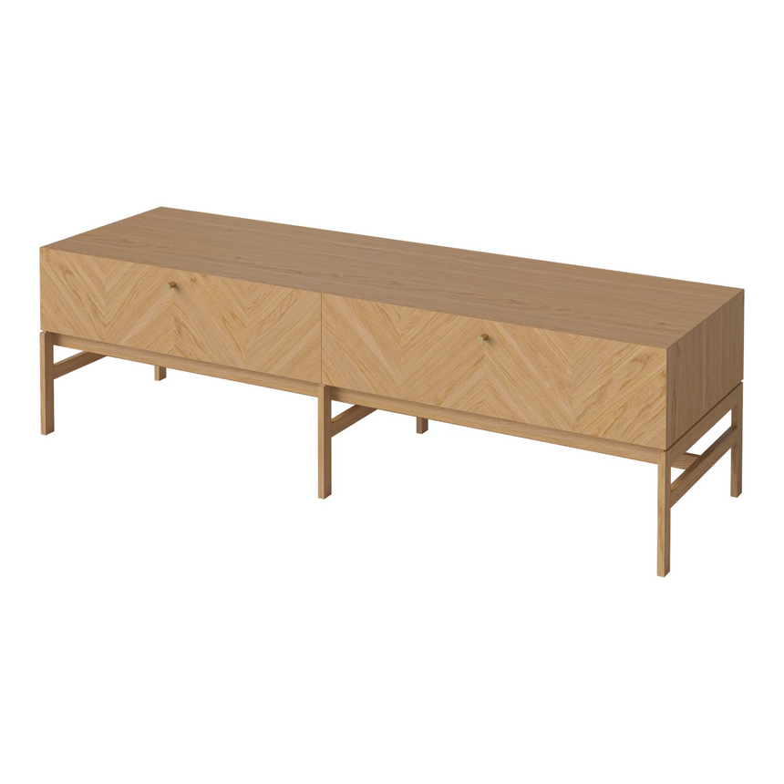 Luxe Hi-Fi Cabinet with Wooden Doors, Oiled Oak, 150x45 cm