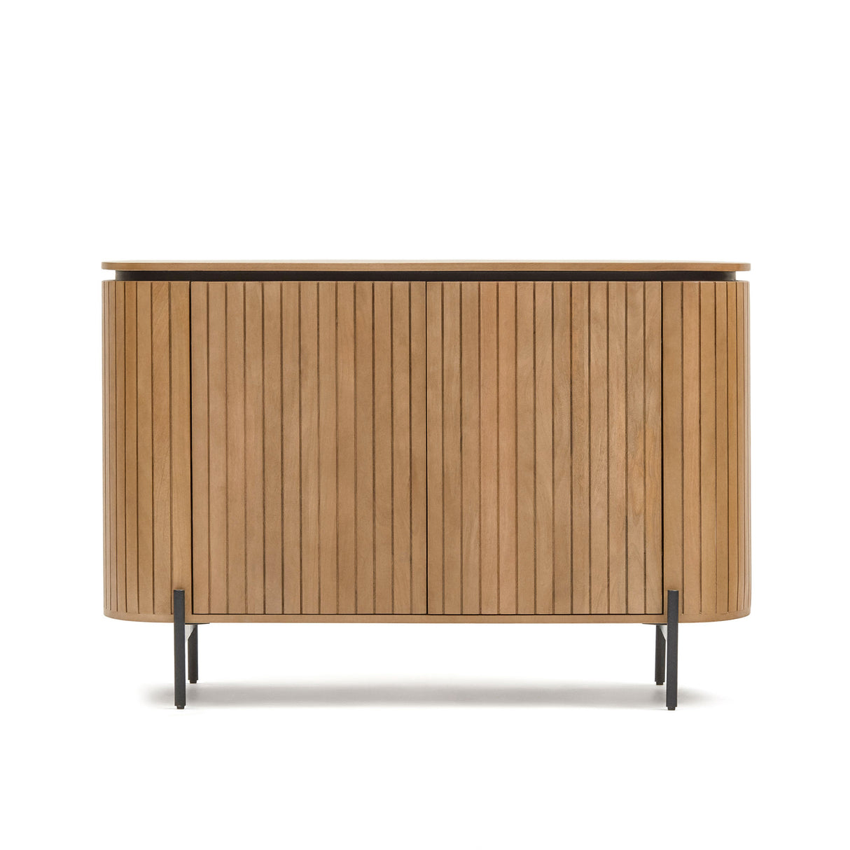 Licia Highboard 2 Türen aus massivem Mangoholz und schwarz lackiertem Metall 120 x 80 cm - ZEN ZONE Furniture