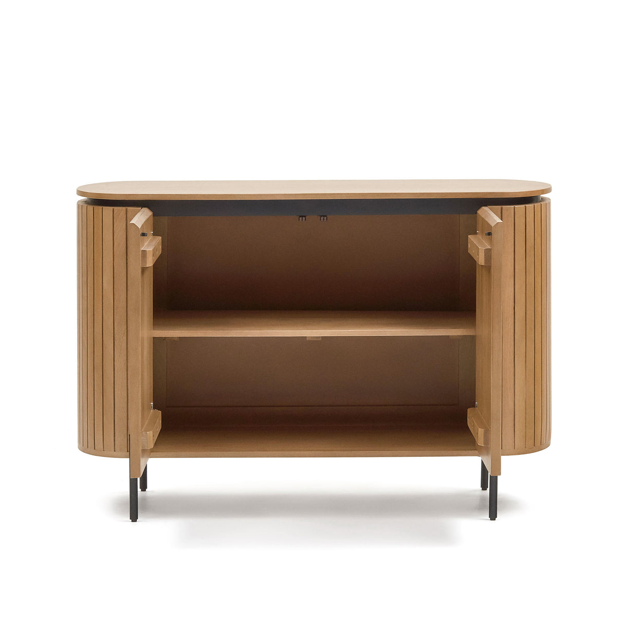 Licia Highboard 2 Türen aus massivem Mangoholz und schwarz lackiertem Metall 120 x 80 cm - ZEN ZONE Furniture