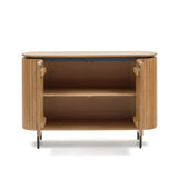 Licia Highboard 2 Türen aus massivem Mangoholz und schwarz lackiertem Metall 120 x 80 cm - ZEN ZONE Furniture