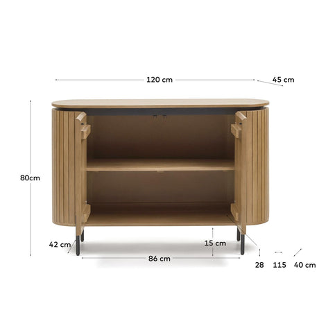 Licia Highboard 2 Türen aus massivem Mangoholz und schwarz lackiertem Metall 120 x 80 cm - ZEN ZONE