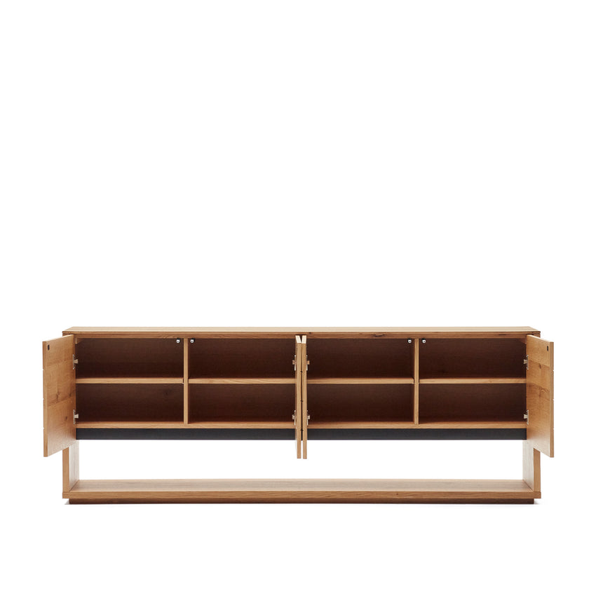 Alguema Sideboard 4 Türen mit Eichenfurnier und natürlichem Finish 200 x 74 cm - ZEN ZONE Furniture