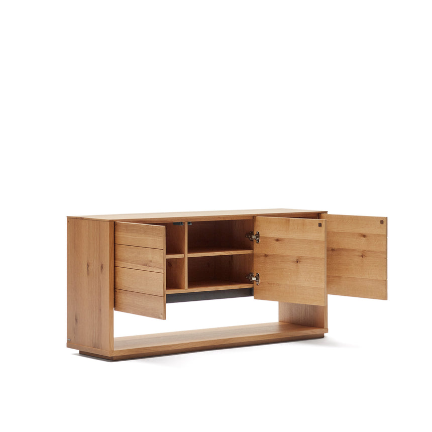 Alguema Sideboard 3 Türen mit Eichenfurnier und natürlichem Finish 151 x 74 cm - ZEN ZONE Furniture