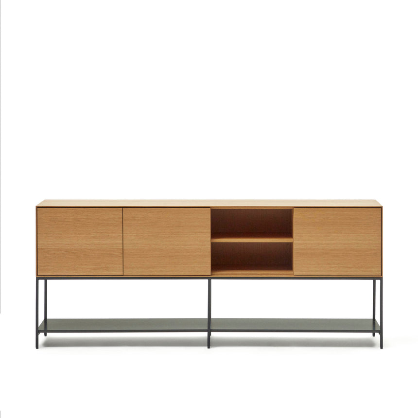Vedrana Kommode 3 Türen aus Eichenfurnier und Stahlbeine in Schwarz 195 x 80 cm - ZEN ZONE Furniture