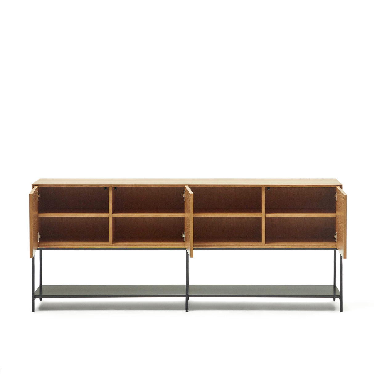 Vedrana Kommode 3 Türen aus Eichenfurnier und Stahlbeine in Schwarz 195 x 80 cm - ZEN ZONE Furniture