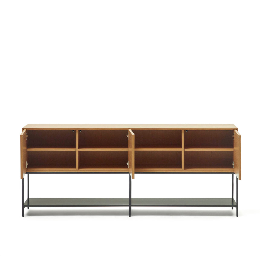 Vedrana Kommode 3 Türen aus Eichenfurnier und Stahlbeine in Schwarz 195 x 80 cm - ZEN ZONE Furniture