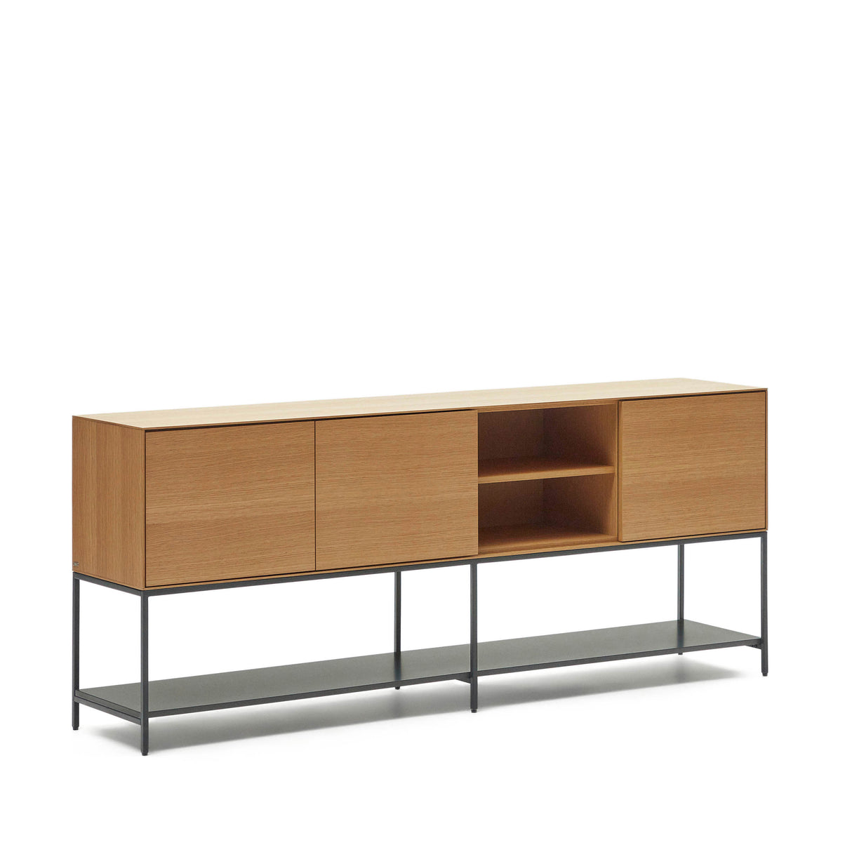 Vedrana Kommode 3 Türen aus Eichenfurnier und Stahlbeine in Schwarz 195 x 80 cm - ZEN ZONE Furniture