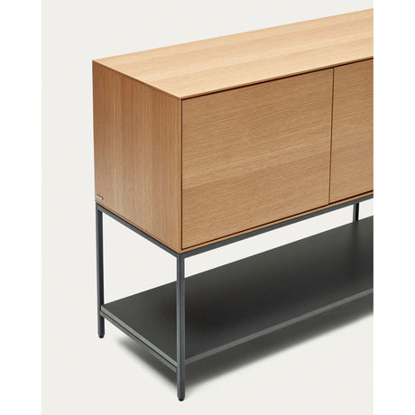 Vedrana Kommode 3 Türen aus Eichenfurnier und Stahlbeine in Schwarz 195 x 80 cm - ZEN ZONE