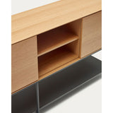 Vedrana Kommode 3 Türen aus Eichenfurnier und Stahlbeine in Schwarz 195 x 80 cm - ZEN ZONE