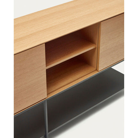 Vedrana Kommode 3 Türen aus Eichenfurnier und Stahlbeine in Schwarz 195 x 80 cm - ZEN ZONE