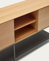 Vedrana Kommode 3 Türen aus Eichenfurnier und Stahlbeine in Schwarz 195 x 80 cm - ZEN ZONE Furniture