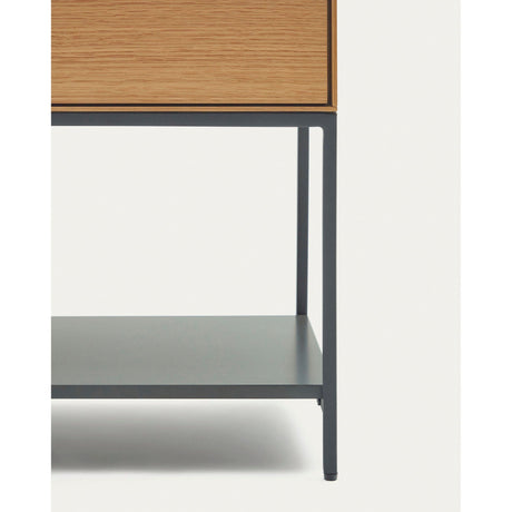 Vedrana Kommode 3 Türen aus Eichenfurnier und Stahlbeine in Schwarz 195 x 80 cm - ZEN ZONE