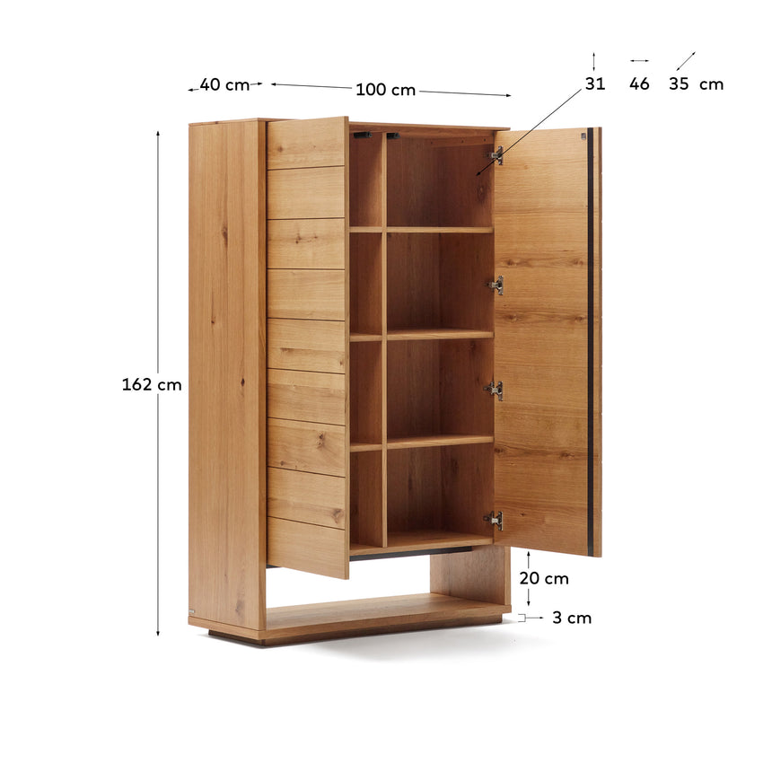 Alguema Highboard 2 Türen aus Eichenfurnier mit natürlichem Finish 100 x 163,5 cm - ZEN ZONE Furniture