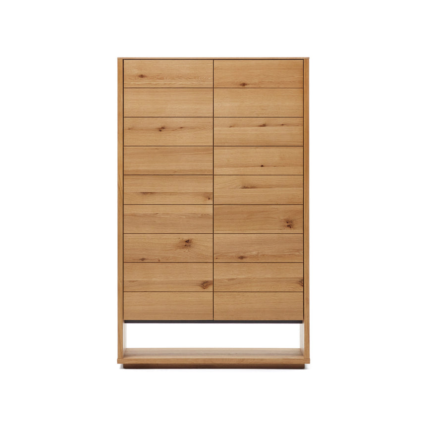 Alguema Highboard 2 Türen aus Eichenfurnier mit natürlichem Finish 100 x 163,5 cm - ZEN ZONE Furniture