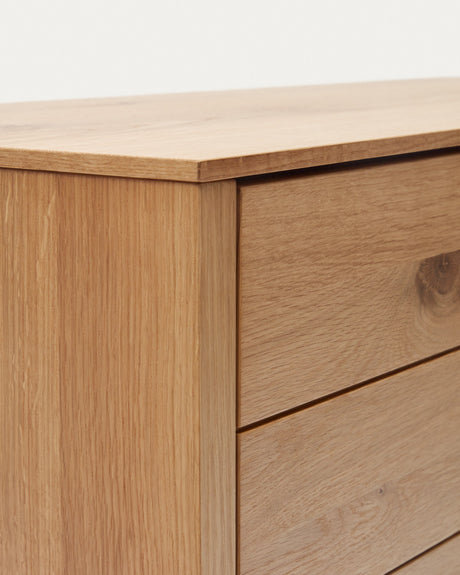 Alguema Kommode 3 Schubladen Eichenfurnier natürliches Finish 100 x 97 cm - ZEN ZONE Furniture