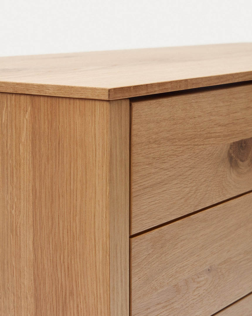 Alguema Kommode 3 Schubladen Eichenfurnier natürliches Finish 100 x 97 cm - ZEN ZONE Furniture