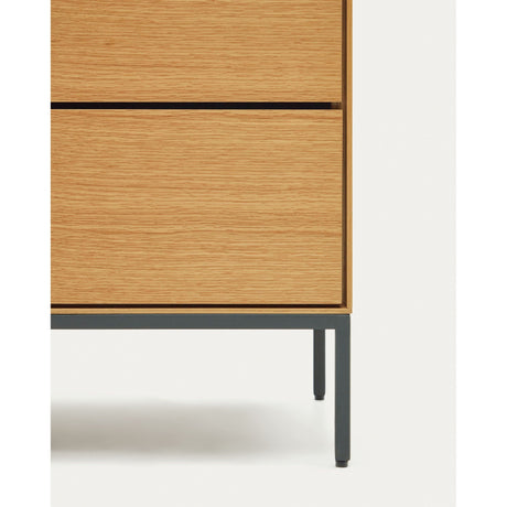 Vedrana Kommode 5 Schubladen aus Eichenfurnier und Stahlbeine in Schwarz 60 x 114 cm - ZEN ZONE