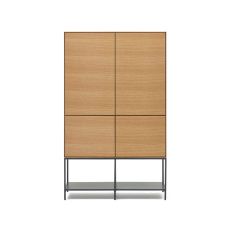 Vedrana Highboard 4 Türen aus Eichenfurnier und Stahlbeine in Schwarz 97,5 x 160 cm - ZEN ZONE Furniture