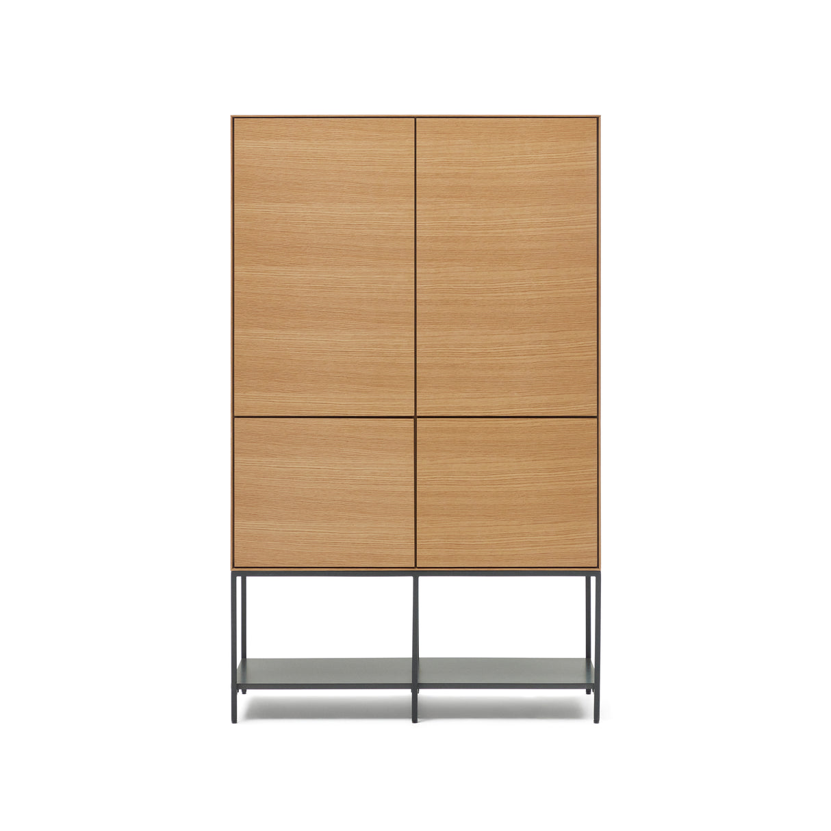 Vedrana Highboard 4 Türen aus Eichenfurnier und Stahlbeine in Schwarz 97,5 x 160 cm - ZEN ZONE