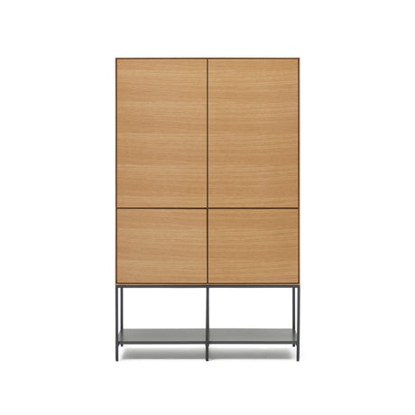 Vedrana Highboard 4 Türen aus Eichenfurnier und Stahlbeine in Schwarz 97,5 x 160 cm - ZEN ZONE