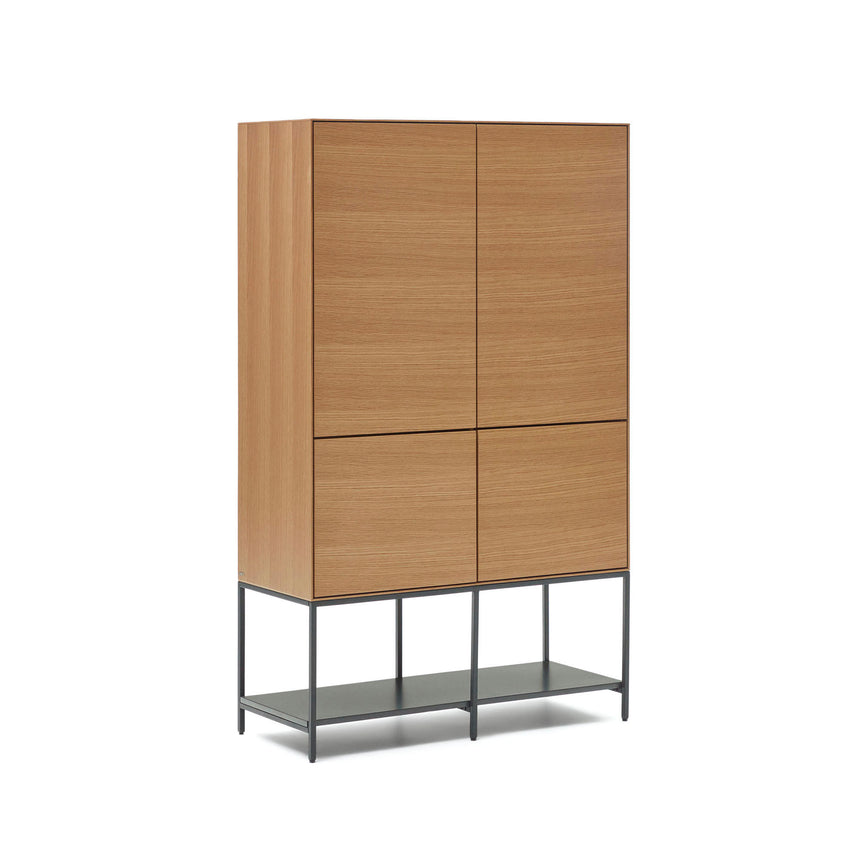 Vedrana Highboard 4 Türen aus Eichenfurnier und Stahlbeine in Schwarz 97,5 x 160 cm - ZEN ZONE Furniture