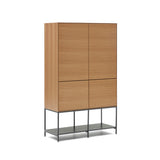 Vedrana Highboard 4 Türen aus Eichenfurnier und Stahlbeine in Schwarz 97,5 x 160 cm - ZEN ZONE