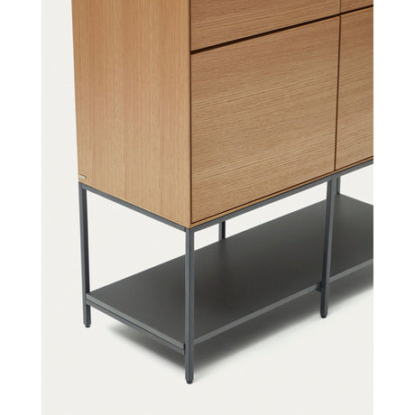 Vedrana Highboard 4 Türen aus Eichenfurnier und Stahlbeine in Schwarz 97,5 x 160 cm - ZEN ZONE