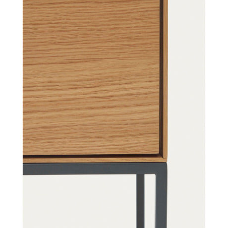 Vedrana Highboard 4 Türen aus Eichenfurnier und Stahlbeine in Schwarz 97,5 x 160 cm - ZEN ZONE