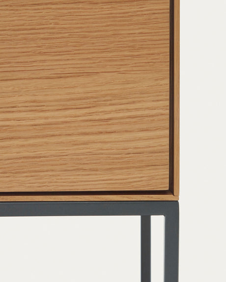 Vedrana Highboard 4 Türen aus Eichenfurnier und Stahlbeine in Schwarz 97,5 x 160 cm - ZEN ZONE Furniture