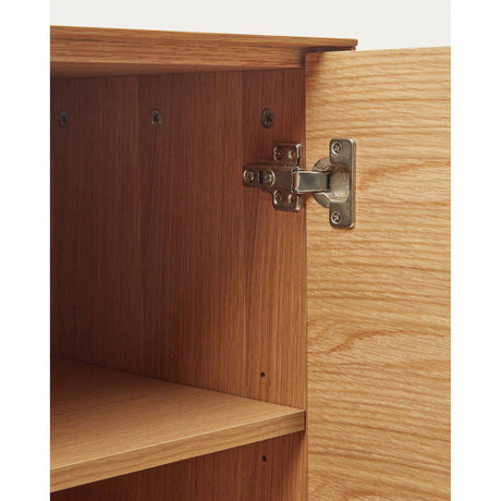 Vedrana Highboard 4 Türen aus Eichenfurnier und Stahlbeine in Schwarz 97,5 x 160 cm - ZEN ZONE