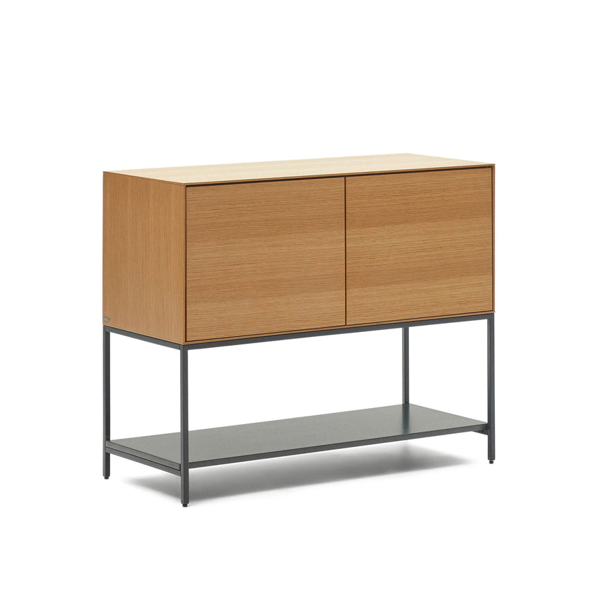 Vedrana Kommode 2 Türen aus Eichenfurnier und Stahlbeine in Schwarz 97,5 x 80 cm - ZEN ZONE Furniture