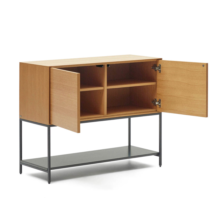 Vedrana Kommode 2 Türen aus Eichenfurnier und Stahlbeine in Schwarz 97,5 x 80 cm - ZEN ZONE Furniture