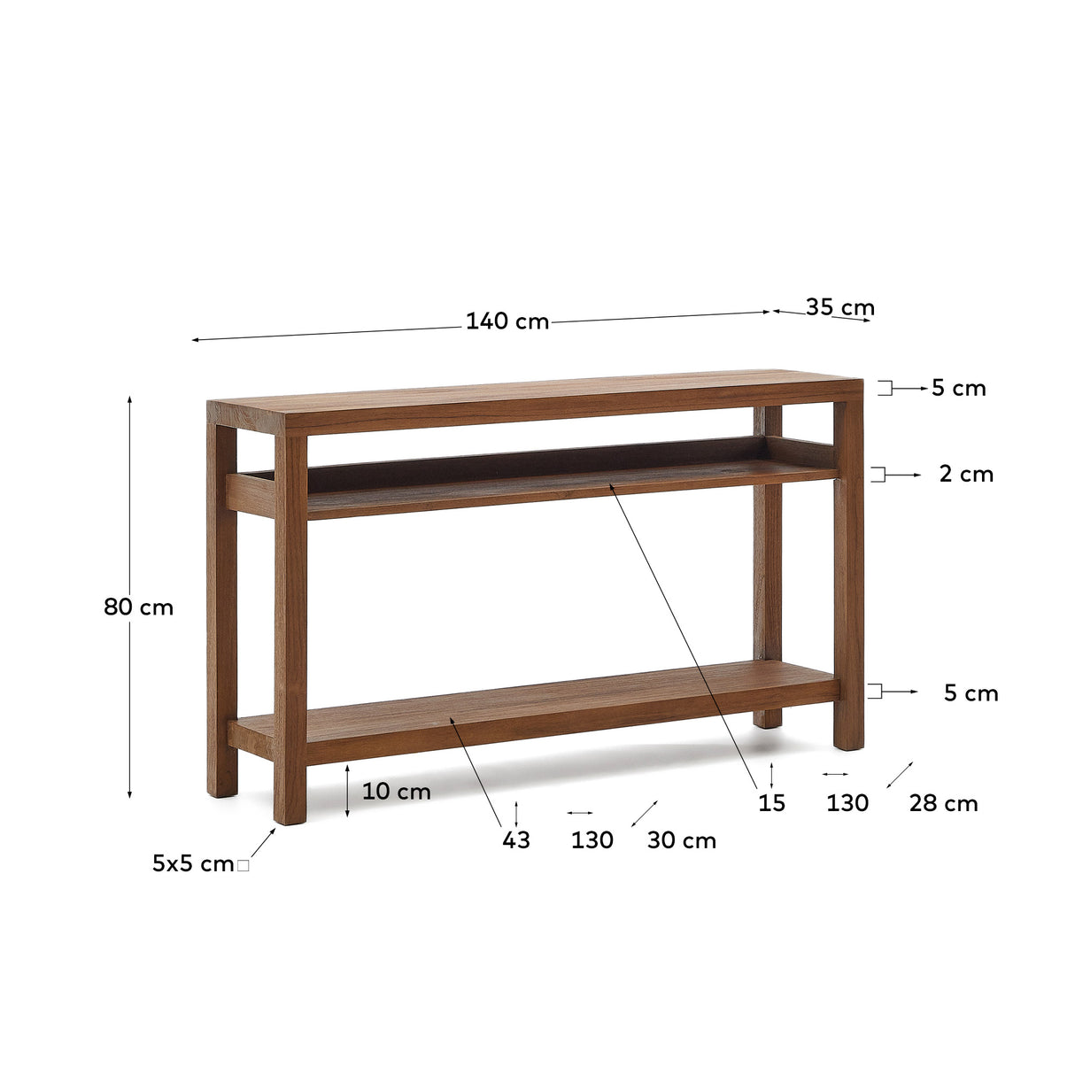 Sashi Konsole aus massivem Teakholz 140 x 80 cm - ZEN ZONE Furniture