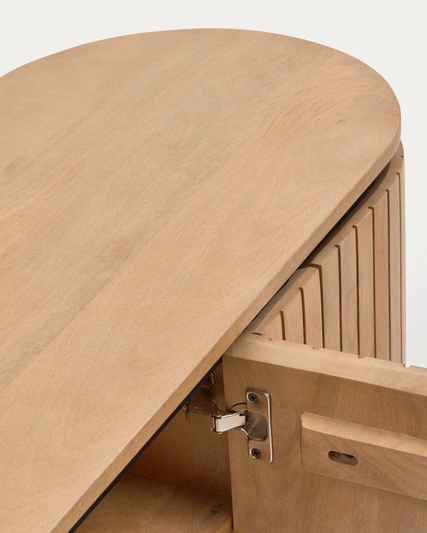 Licia TV-Möbel 4 Türen aus massivem Mangoholz und schwarz lackiertem Metall 200 x 55 cm - ZEN ZONE Furniture